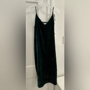 Cupcakes and cashmere dark green v neck velour oversized maxi dress